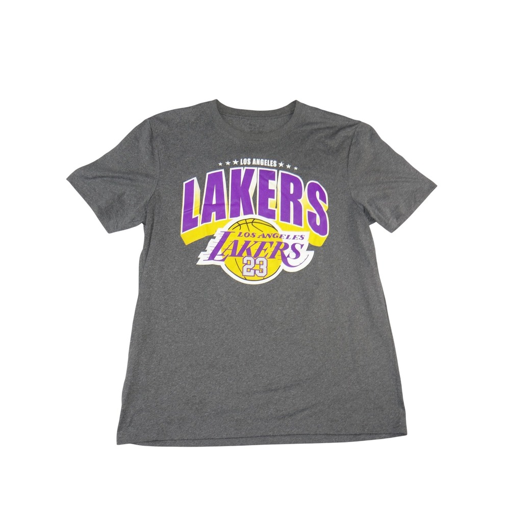 NBA Los Angeles Lakers LeBron James 23 Graphic‎ T-Shirt Gray Mens L